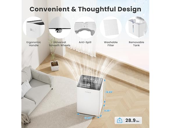 Candy 4500 Sq.Ft Dehumidifier for Basement, 80 Pt