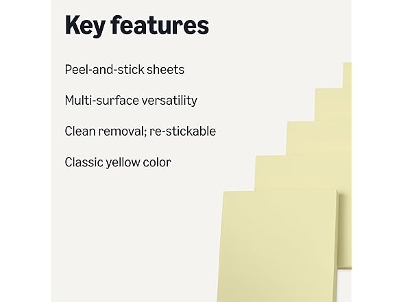 Amazon Basics Square Sticky Notes, 18 pack