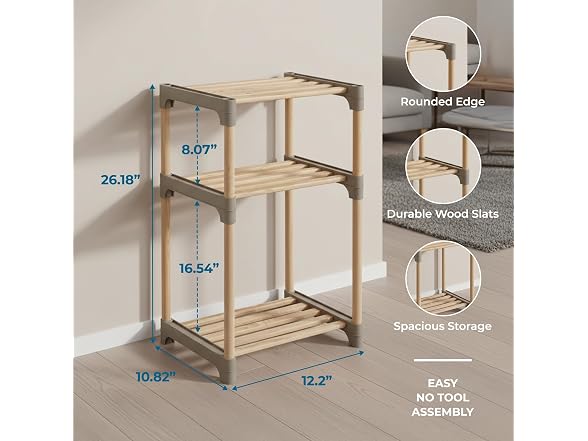 Honey-Can-Do 3-Tier Wood Side Table