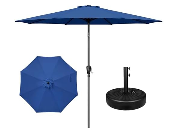 YSSOA 9' Patio Umbrella w 50lbs 20" Capacity Fillable Base