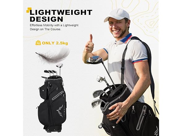 uniHimal Golf Cart Bag, 15 Way Organizer Divider Top with Handles and Rain Cover (Open Box)