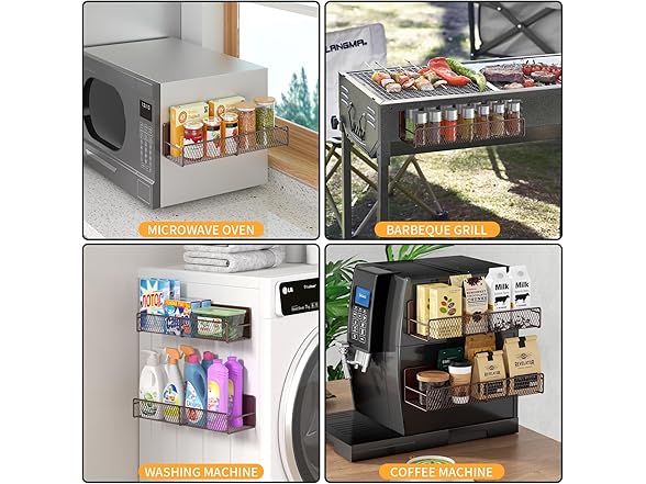 DTUQYX Magnetic Spice Rack for Refrigerator, 4 Pack Brown