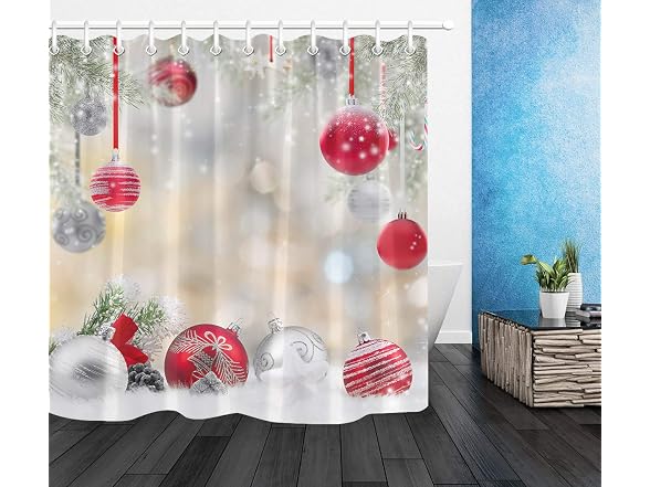 LB Christmas Shower Curtains for Bathroom Christmas Ball
