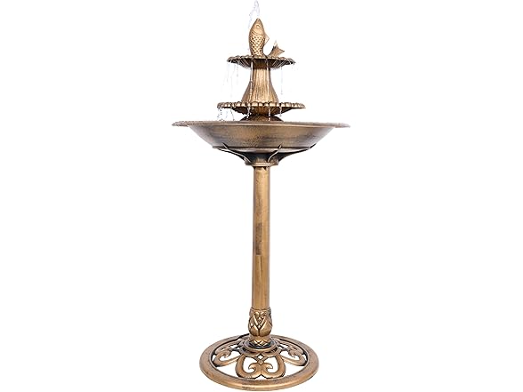40" Tiered Pedestal Fish Fountain Birdbath