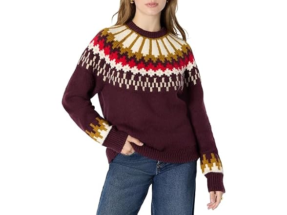 Dark Burgundy Cream Chevron Knit