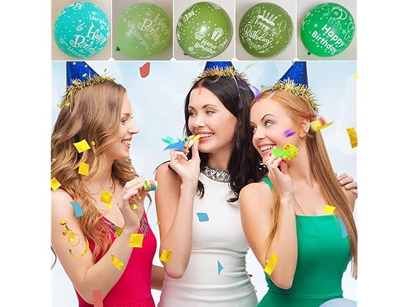 TAIHEBB 52 Pcs Green Birthday Balloons