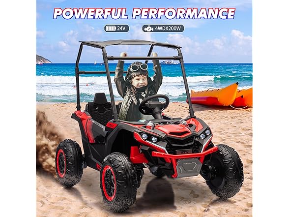 24V Kids Ride On Utv Toys, Electric Off-Road Car (Red)