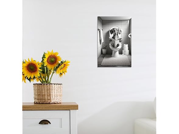 Funny Bathroom Dachshund Dog Wall Art