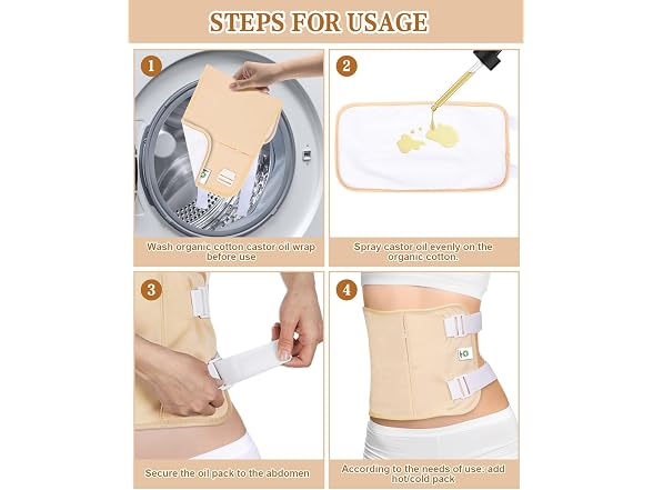 Organic Castor Oil Pack Wrap Reusable Cotton