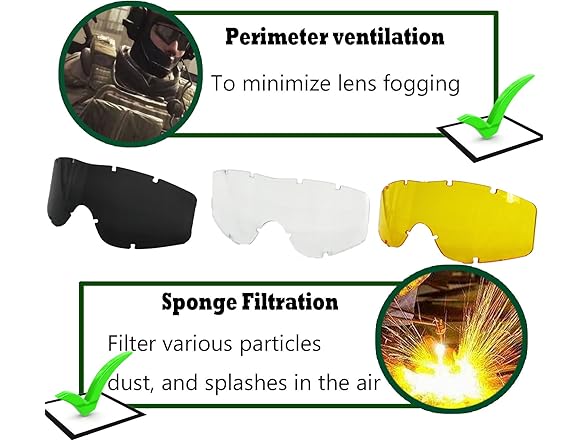 NIZEFEI Tactical Goggles, 3 Lenses
