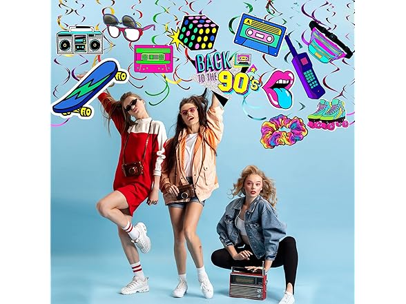 96 Pcs 90s Theme Party Decorations Kit