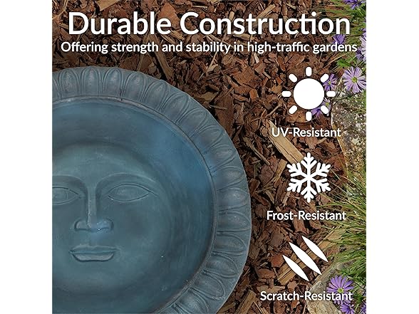 Sunnydaze 26” H Concrete Bird Bath Patina Green