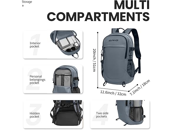 GRIO 40L Lightweight Hiking Backpack