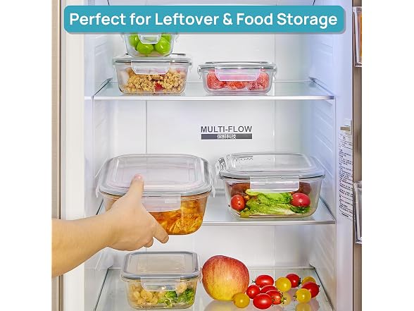 Vtopmart Grey Variety 6 Pack 76oz Glass Containers W/ Lids