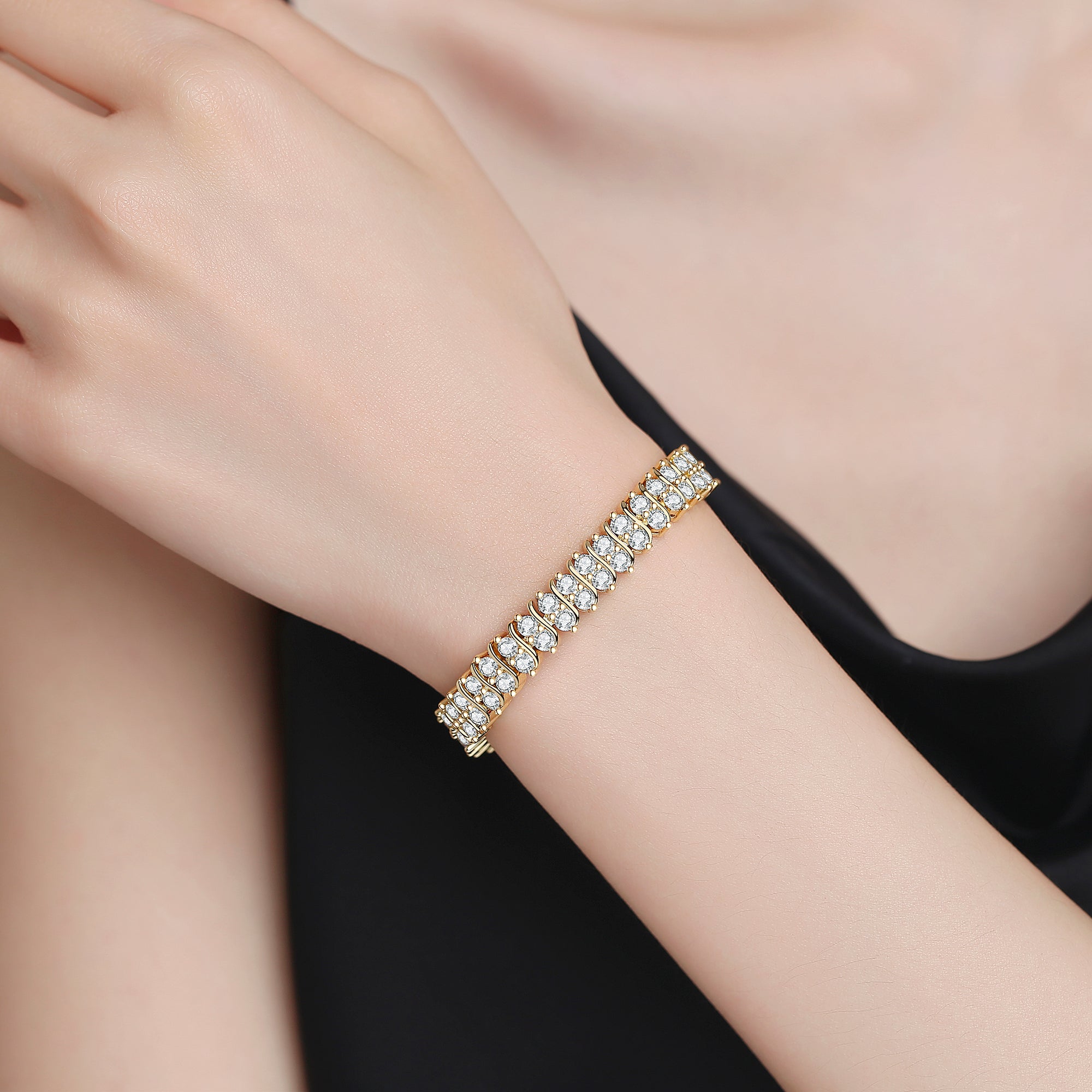 18K Simulated Diamond Tennis Bracelet - Gallery 9
