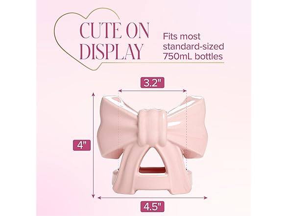 Paris Hilton Ceramic Wine Bottle Holder, Bow Design, One Size, Pink