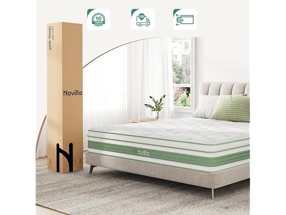 Novilla Queen Mattress, 12 Inch Hybrid Pillow Top Mattress