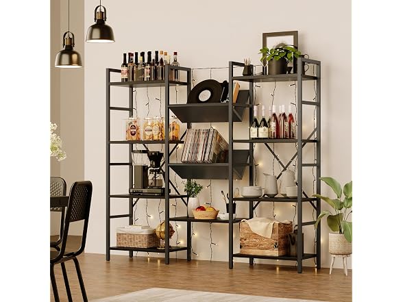 IDEALHOUSE Triple Wide Bookshelf, Black