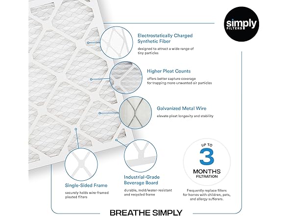 Simply Air Filter Merv 8 MPR 600, 6pk AC Furnace & HVAC