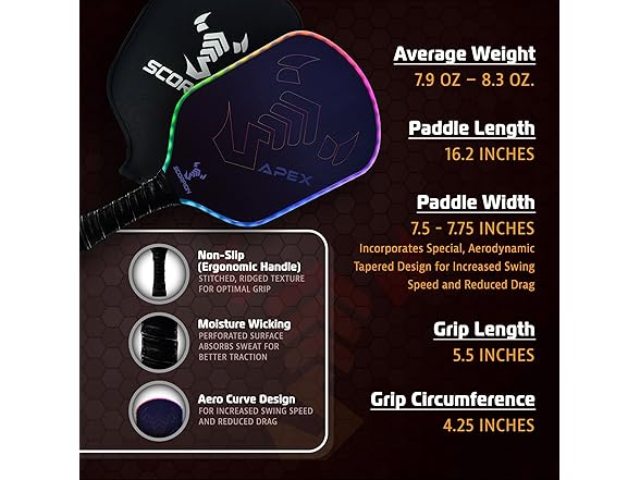 SCORPION Apex Pickleball Paddle LED
