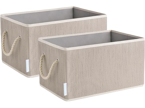 Sukkri Clay Storage Bins with Cotton Rope Handles, 2 PK