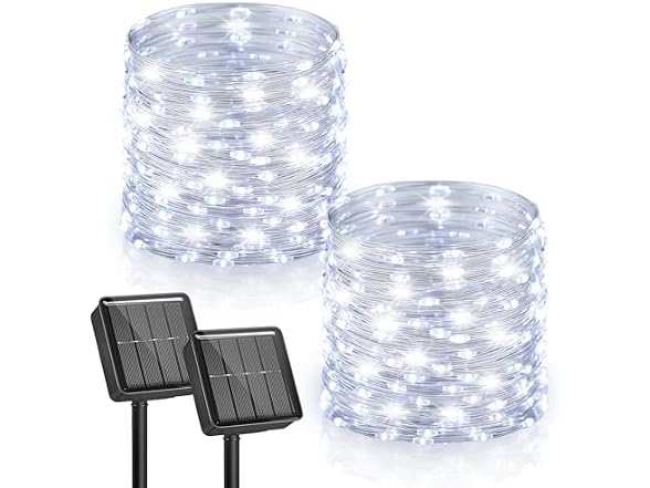 Minetom Solar Fairy Lights, 2 Pack Total 66 FT 200 LED Solar String Lights