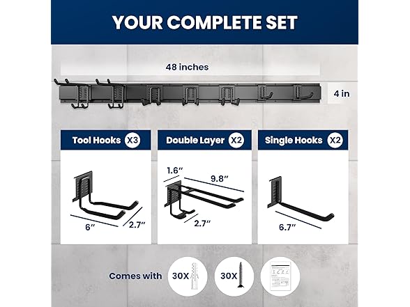 All-Metal Garage Tool Organizer Wall Mount