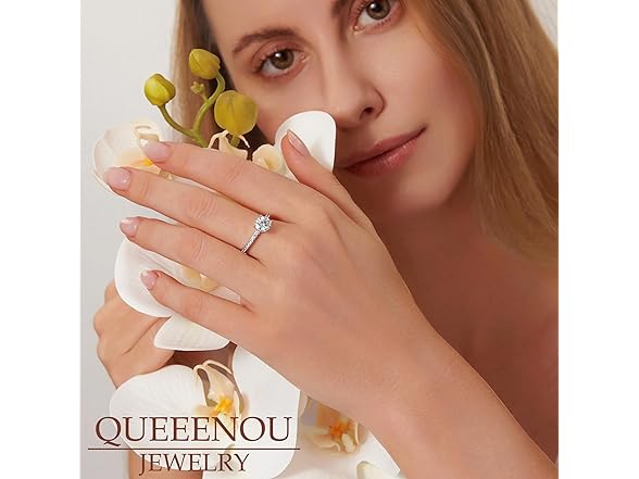 QUEENOU Moissanite Engagement Rings Size 6