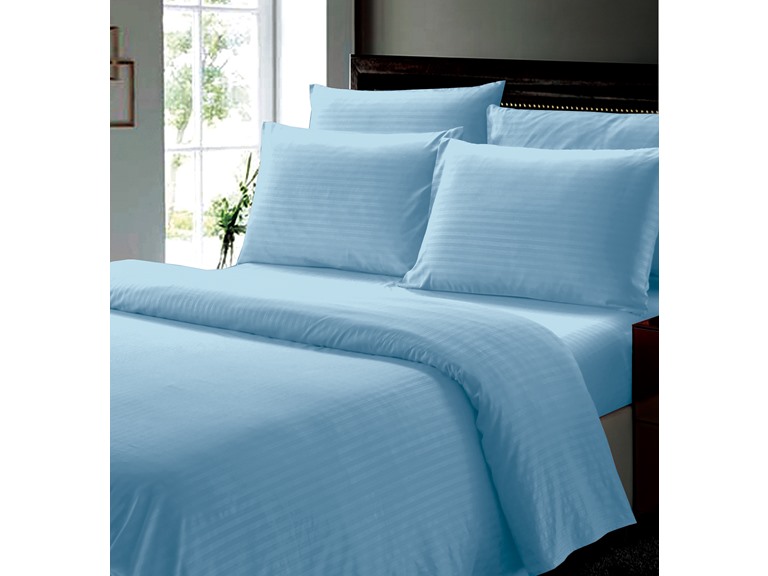 Noble House NH-6 Pcs Dobby Stripe Sheet Set - QN-Lt. Blue