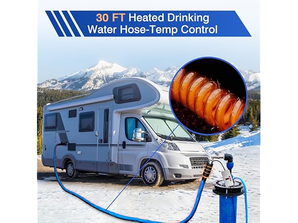 30ft RV Heated Water Hose to -40F