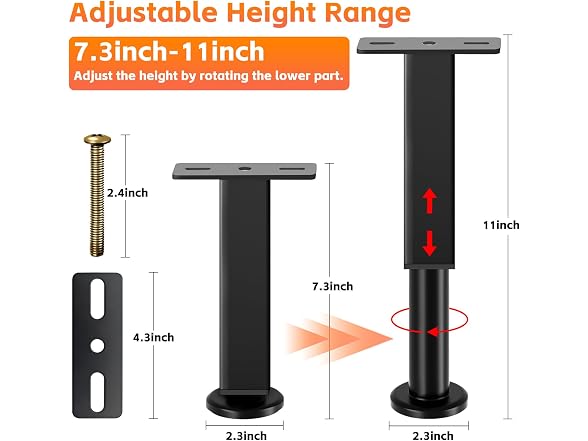 NESAPTO 4-Pack Metal Bed Risers 7-11in