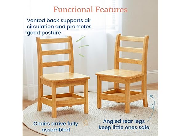 ECR4Kids Ladderback Chair w/Storage, 2Pk