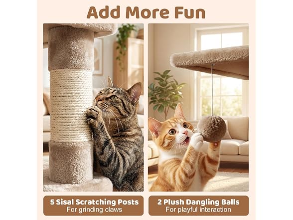 DORTALA 57" Tall Cat Tree, Multi-Level Cat Tower