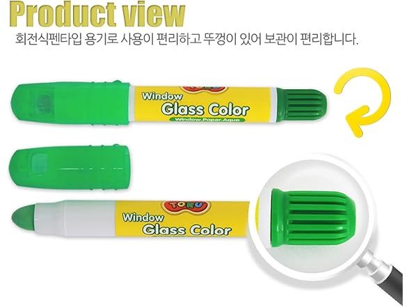Toru Glass Window Crayon Marker 12 Colors