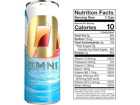 OMNI Energy Drink Stoked 12 Oz (Pack of 12)