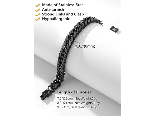 Black Steel Curb Chain Bracelet
