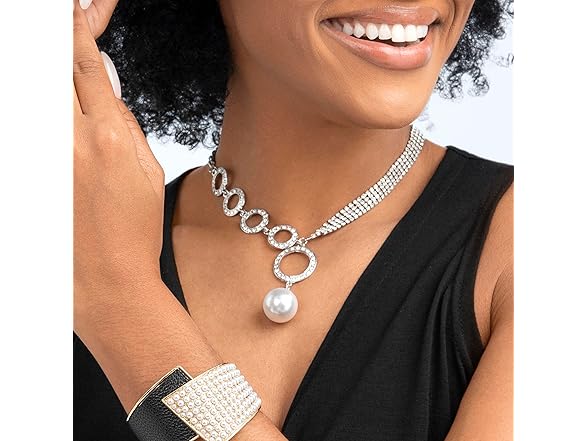 ELABEST Sparkly Rhinestone Necklace Pear