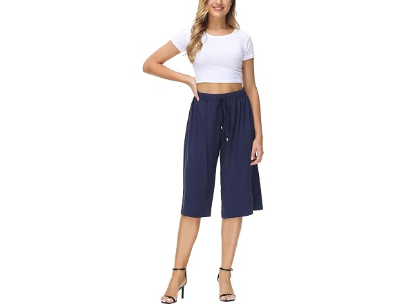 How'on Women (S) Elastic Waist Wide Leg Soft Pants