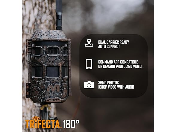 (NEW) Muddy Trifecta 180 Degree Cellular Trail Camera 36MP
