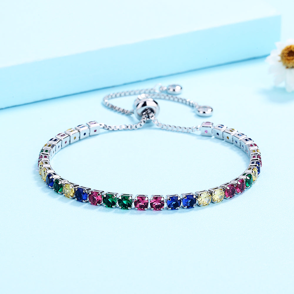 White Gold Adjustable Tennis Bracelet - Gallery 4