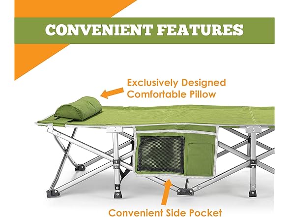 Alpcour Small-Collapse Camping Cot Green