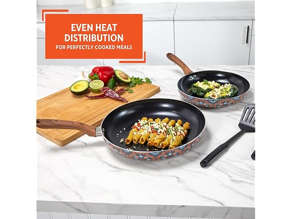 IMUSA 4 Piece 8 & 10 In Aluminum Black Ceramic Fry Pan Set
