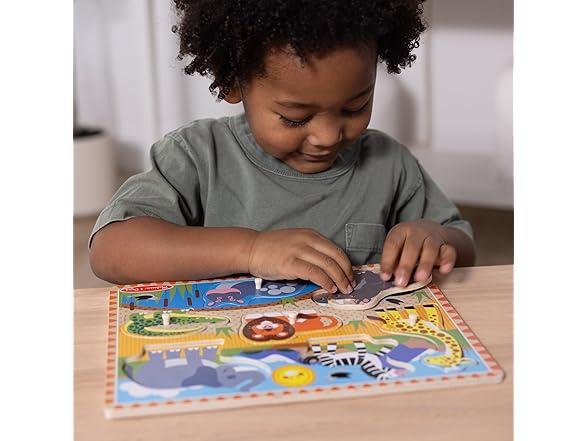 Melissa & Doug Safari Wooden Peg Puzzle (7 pcs)