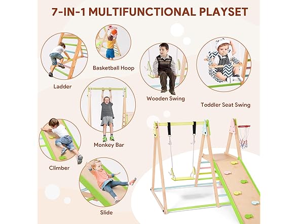 CoziBB 7 in 1 Indoor Jungle Gym for Kids
