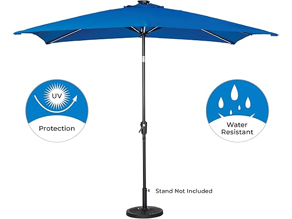 Sun-Ray Umbrella 9 Ft Solar Rectangle Blue