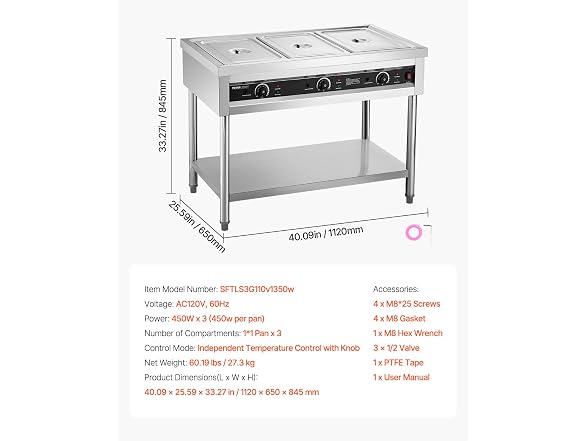 3-Pan Commercial Food Warmer