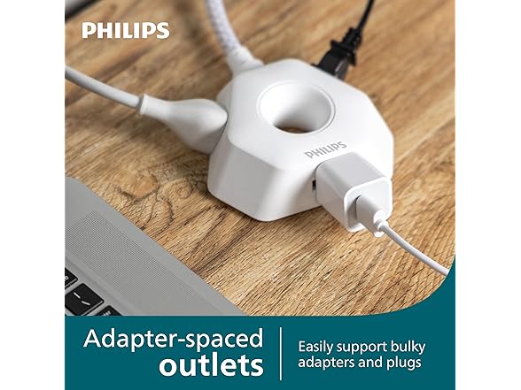 4ft Extension Cord 3 Outlets White