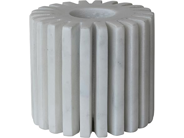 Bloomingville White Marble Candleholder, 4.5-Inch Round