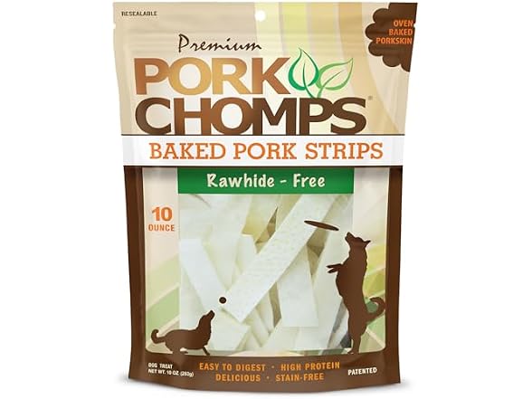 Pork Chomps Baked Pork Skin Dog Chews, 4