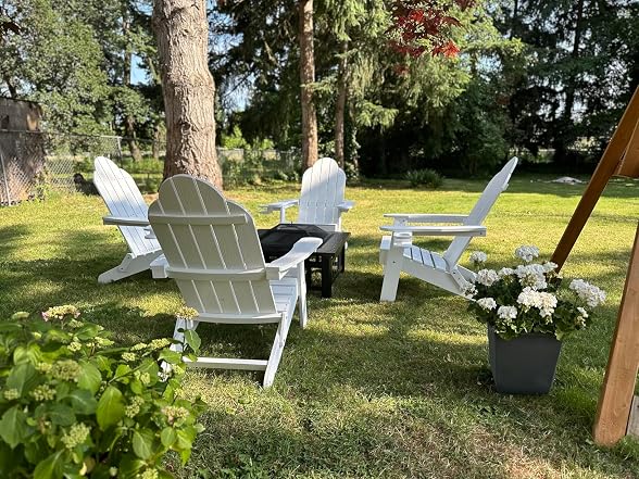 LUE BONA Set of 2 White Adirondack Chairs
